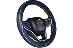 ISTN Cubierta de Volante de Cuero de Microfibra para automóvil 15 Pulgadas (Negro Azul)