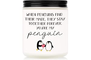 Leebbsin Penguin Candle Gifts for Him Her, Valentines Anniversary Birthday Wedding Gifts, Romantic Presents Gifts for Girlfriend Boyfriend Wife Husband, Cute Handmade Lavender Soy Wax Candle, 7oz