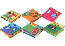 RuleaxAsi Baby's First Non-Toxic Fabric Book 6Pcs Washable Soft Cloth Book Early Education Intelligent Toy for Infant Toddler