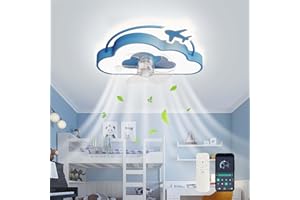 GWYAJTU Bambini Ventilatore Da Soffitto Con Luce E Telecomando Silenzioso Lampadario Ventilatore Da Soffitto Nuvola LED Dimmerabile 6 Velocità Reversibile Plafoniera Con Ventilatore Per Camera Da Letto-Blue