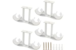 WSAMJIN 4 Pezzi Staffa per Bastone per Tende, Doppio Supporto per Bastone per Tende, Bastone per Tende Supportato Bastone da Tenda Doppio per Lega di Alluminio per Soffitti, Bagni, Soggiorni (Bianco)