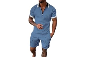 Harpily Tenue de Sport Homme Ensemble Polo et Short pour Hommes Tenues d'été Costume décontracté à Manches Courtes pour Hommes 2 pièces Ensemble de survêtement Shorts T Shirt Homme S-4XL