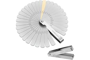YZMRBDQC Filler Gauge, Stainless Steel Feeler Gauge, 32 Blades Valve Feeler Gauges Spark Plug Feeler Gauges Thickness Gauge, Measuring Guage Tool for Guitar, Spark Plugs, Automotive Repair