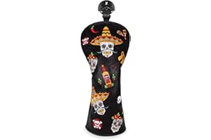 ACEBIRDIE Golf Club Headcover for Drivers, Fairway Woods, Hybrids, and Mallet Blade Putter Sugar Skull Style Premium Leather Golf Headcovers Set with Interchangeable No. Tags