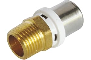 SOMATHERM FOR YOU - Raccordo diritto maschio della piegatura del tubo multistrato Ø20 - Maschio 15/21 (1/2 '') Per collegare un tubo multistrato di diametro Ø20