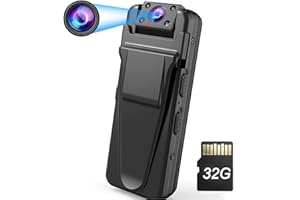 QZT Mini Kleine Kamera ohne WLAN, HD Mini überwachungskamera mit 32GB Speicherkarte Bewegungserkennung Nachtsicht Audio Video Aufzeichnung Kleine Kamera Body Camera für Büro Treffen
