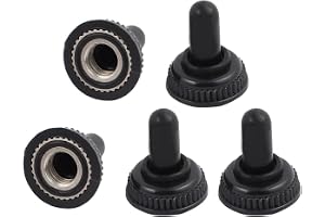 sourcing map 5 st. Mini vippströmbrytare vattentätt gummi lock svart 6 mm gänga