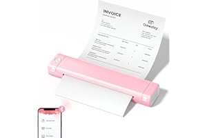 Omezizy Thermodrucker A4, M08F Bluetooth Drucker Handy für Reisen, Kabelloser Stencil Drucker, Inkless Printer Unterstützung A4 Thermopapier,Wiederaufladbar Thermodrucker für den Alltäglichen Druck