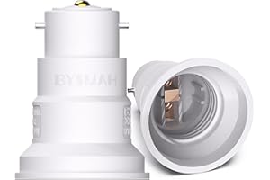 BYSMAH B22 to E27 Adapter,2 Pack Bayonet to Screw Bulb Adaptor Fitting for Ceiling Fan Light Bulb，BC to ES Lamp Base Socket Converter for LED and Incandescent and CFL Bulbs