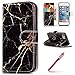 Produktbild PU Leather Case for iPhone 5S/SE,iPhone 5S/SE Wallet Case,Hpory Retro Elegant Marmor Painted Ledertasche Handyhüllen Leder PU Bookstyle Klapphülle Case With Multi-Kredit Kartenfächer Wallet Flip Cover mit Standfunktion Magnetverschluß Cover Case PU Leder Und Silikon Innenschale Anti-Staub Anti-Kratzer und Shockproof Telefon Tasche Handytasche Schutzhülle für iPhone 5S/SE + 1 x Hpory Stylus-(Schwarzes Gold)