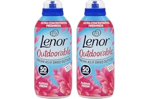 Lenor Outdoorable Floral Fresh Fabric Conditioner Pack of 2 Ultra Concentrated 700ml 50 Washes Long-Lasting Outdoor Fresh Scent Fabric Softener with EPISHED Guide Clothes Care Laundry Softener