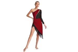 CHICTRY Women's Lyrical Dance Costume Asymmetrical Skirted Leotard Modern Contemporary Dance Dress