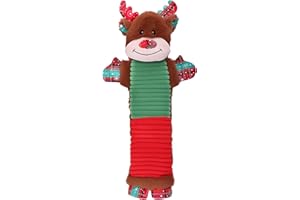 CHAWONER Christmas Dog Toy, Interactive No Stuffing Soft Plush Elk Durable Chew Toy with Crinkle Paper, Birthday for Small Medium Large Dogs