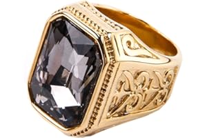 PAURO Herren Edelstahl Jahrgang Hochzeit Versprechen Zirkonia Ring mit Großem Stein