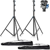 EMART Light Stand 200 cm, Tripod for Light Studio Photography - 2 Pcs | 1/4" Swivel Head, 180 Degree Rotation, 2.3 kg, Light