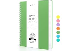 RETTACY Blocco note formato A4, quaderni a spirale, 300 fogli/150 pagine per scrivere, 100 g/m², carta a righe universitarie, copertina rigida in PVC, 21,5 x 27,9 cm, verde
