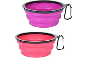 PetBonus Gamelle Pliable en Silicone pour Chien, sans BPA, Lavable au Lave-Vaisselle, Portable, Pliable et Extensible, pour Chien, avec 2 mousquetons.