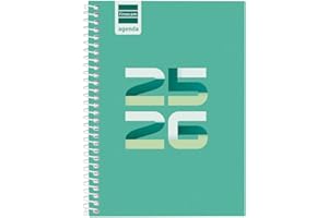 Finocam - Agenda Cool Curso 2025 2026 Semana Vista Horizontal Septiembre 2025 - Junio 2026 (curso lectivo) + Julio y Agosto resumidos Verde Español