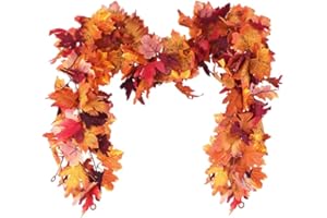 WINAROI 2 Stück Künstliche Ahornblatt Girlande, 175cm/Stück Herbstblätter, Girlande zum Aufhängen für Zuhause, Garten, Tür, Kulisse für Kamin, Dekoration, Hochzeit, Party, Erntedankfest