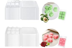 TRINIDa Wax Melt Packaging, Clear Plastic Wax Melt Moulds 100 Pcs 6 Cavities, Clamshells for Wax Melts Candle Moulds for DIY Making Candles and Soap (Heart and Square Shape)