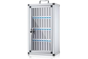 LVRUIEDS Almacenamiento para teléfono móvil, caja de almacenamiento personal con 12/15/20/25/30/40 ranuras, caja transparente para teléfono móvil con cerradura, armario de almacenamiento para teléfono