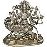 ShalinIndia Brass Hindu Goddess Durga Statues for Home Decor (Gold)