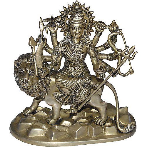 ShalinIndia Brass Hindu Goddess Durga Statues for Home Decor (Gold)