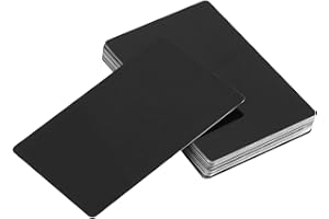 TYENAZA 50 Pièces Carte de Visite Aluminium, Carte de Visite Métallique, Noir, Carte Imprimable jet d'Encre Marquage Laser étanche Gravé en Alliage de Carte, pour les Affaires - Bureau