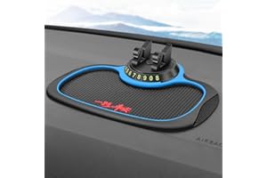 BDUTTLEFISH Multifunction Car Anti-Slip Mat,3 In 1 Car Dash Organizer with Parking Number Plate,ABS Pad Holder with Universal Cell Phone Holder,Removable Instrument Panel Bracket,Car Dashboard Mat for Phone,Keys