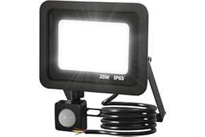 ‎MILLE LUCCIOLE Mille Lucciole 35W LED Spotlight with Motion Sensor 3500LM 6500K Cool White LED Floodlight IP65 Waterproof Outdoor Light Spotlight Wall Light for Garden Garage Sports Field Backyard