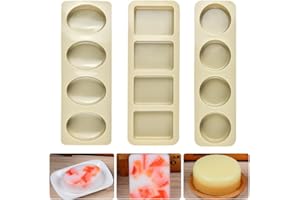 DTYGUIXE 3PCS Moules en Silicone Moules à Savon en Silicone 4 Cavité Moule à Savon Carré Rond Moule à Savon en Silicone Antiadhésif Plateau de Moule à Savon Moule en Silicone pour Bricolage Chocolat