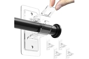 BelleVive 4 Pack Curtain Rod Brackets Without Drilling, Self-Adhesive Curtain Rod Holders, No Holes, Multi-Purpose Rod Hooks Without Nails for Bathroom, Bedroom, Transparent