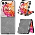 Gruattreay Compatible with Motorola Razr 50 Ultra 2024 Case, Retro PU Leather Ultra Slim Shockproof Back Bumper Protective Case Cover for Moto Razr 50 Ultra Phone Case (Gray)