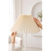 Lambader Şapkası &Ccedil;ap 36 cm Pileli Kırma Kumaş Krem Abajur Başlık Metal İskelet LAM06