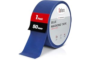 SAFERO Blue Masking Tape for Painting | 48mm x 50m Tape used by Painters and Artists | Multipurpose Heavy Duty Strong Adhesive Sharp Edge (UV) Resistance Tape | Car masking tape for Decorating DIY