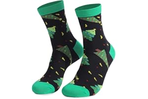 FGFD&OU Calcetines de Navidad Calcetines Hombre y Mujer Algodón Calcetines divertidos(Papá Noel, Nieve, Árbol de Navidad) Regalo Navidad