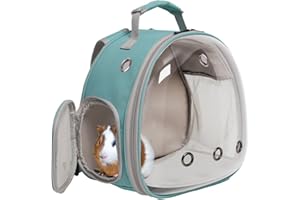 INTERFASHIONER Guinea Pig Carrier Backpack, Clear Space Capsule Astronaut Transparent Bubble Window Small Animals Backpack Carrier for Bearded Dragon Bunny Kitten Reptile Vet Vist Traveling
