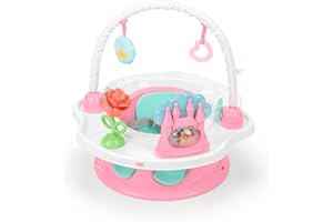 Bright Starts, Disney Prinzessinnen SuperSeat, lustiger Kindersitz für Babys zum Sitzen, Spielen & Essen, für Kinder von 4 Monaten bis 4 Jahren, Rosa
