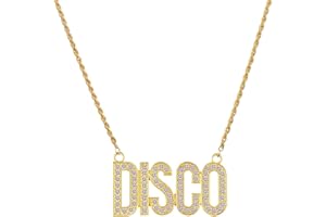 JKJF Disco Zeichen Halskette Hip Hop Goldkette Halsband Disco Anhänger Halskette mit Strass 80er 90er Rapper Goldkette für Männer Frauen Mottoparty Karneval Party Cosplay Zubehör
