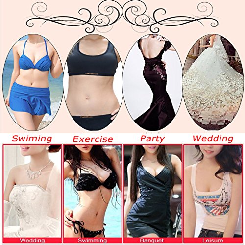 DODOING Damen NuBra Unsichtbar BH Push Up BH Trägerlos Bra Halterlos Trägerlos Klebe Einlage Bikinis BHs - 7
