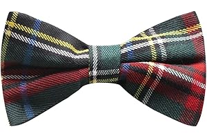 King & Priory Traditional Dark Green & Black Tartan Bow Tie, Check, Plaid