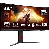 AOC Gaming CU34G4-34 inch Quad HD monitor, 180 Hz, 1 ms, FreeSync Prem., HDR10 (2560x1440, 1x HDMI 2.0, 1x DisplayPort 1.4) b