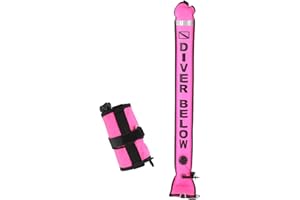 DEWIN Markery powierzchni do nurkowania, boja o wysokiej widoczności, nadmuchiwana rurka sygnalizacyjna do nurkowania, z akwalungiem, akcesoria do nurkowania, do nurkowania podwodnego (różowy)