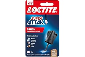 Loctite Super Attak Brush, Colla Liquida Trasparente con pennello, Adesivo per applicazioni precise, Colla per legno, gomma, metallo, ceramica, legno, cuoio e pelle, 1x5g