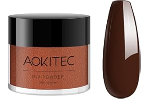 Aokitec 28g Dip Powder Brown Color, Nail Dipping System Pro Collection, French Manicure Starter Kit, DIY Salon Art at Home, Odor-Free & Long-Lasting, No Nail Lamp Needed