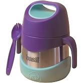 Basil ThermoTot - Stainless Steel Insulated Food Jar - 430ml | LeakProof | Double-Wall Vacuum Insulated | Toddlers & Kids | G