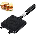 Sandwich Toaster Toastie Maker Double Side Bread Frying Pan Non Stick Barbecue Plate with Heat-Resistant Handles Multiple Purposes Sandwich Press Camping Toaster for Home Kitchen