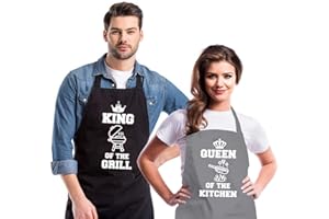 Saukore Grembiuli da Cucina Divertenti per Coppia Grembiuli da Cucina Assortiti Carini Compleanno Matrimonio Fidanzamento Doccia nuziale Grembiule di Natale Regali