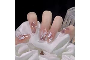 WOOXDYUK Nail art set,Press On Nails Medium French Tip, Crystal butterfly Nails, Pack of 24 False Nails with Imported jelly glue +1 nail rub +1 alcohol pack +1 nail remover