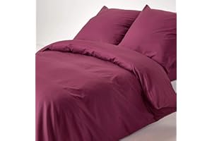 Homescapes 2-teiliges Perkal-Bettwäsche-Set beere aus 100% ägyptischer Baumwolle, 1 Bettbezug 155x220 cm & 1 Kissenbezug 80x80 cm